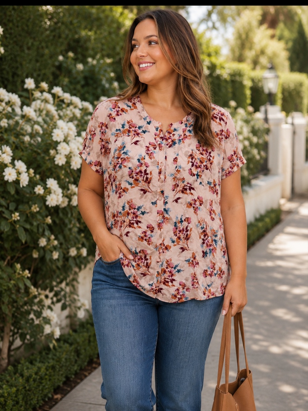 Torrid Blush Pink Floral Lightweight Short Sleeve Blouse Top Women’s 2X Plus